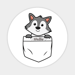 Cute wolf popping out of the pocket Magnet